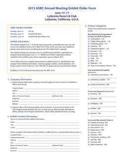 2015 ASBC Annual Meeting Exhibit Order Form
