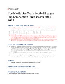 North Wilts Youth Football Cup rules 2014