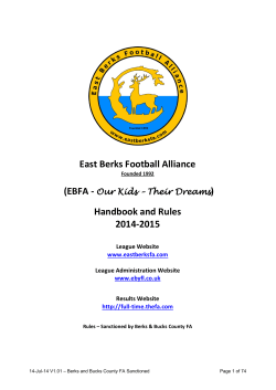 East Berks Football Alliance Handbook and Rules 2014-2015