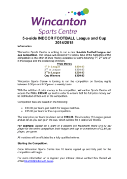 5-a-side INDOOR FOOTBALL League and Cup 2014/2015