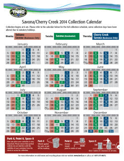 Savona/Cherry Creek 2015 Collection Calendar