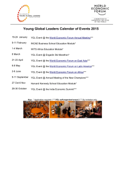 Young Global Leaders Calendar of Events 2015