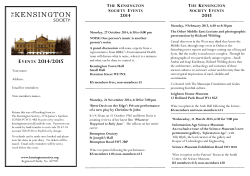 EVENTS 2014/2015 - The Kensington Society