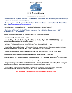 2015 Events Calendar - The Princeton Battlefield Society