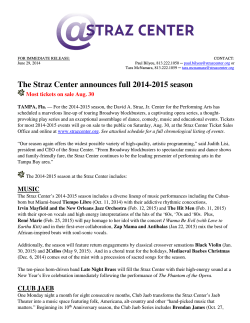 The Straz Center announces full 2014