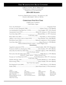 2014–2015 SEASON - The Washington Bach Consort