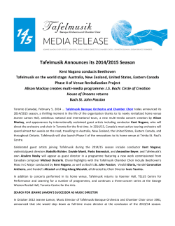 Tafelmusik Announces the 2014/2015 Season