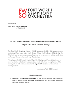 2014-2015 Season Announcement - Fort Worth Symphony Orchestra