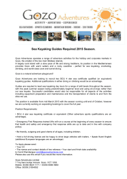 Sea Kayaking Guides Required 2015 Season.