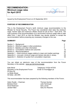 RECOMMENDATION - Minimum wage rates for April 2015