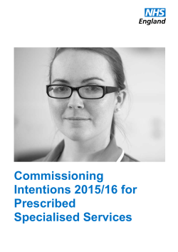 Commissioning Intentions 2015/16 for Prescribed