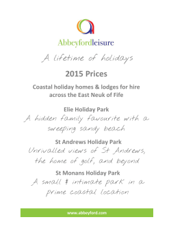 2015 Prices A lifetime of holidays