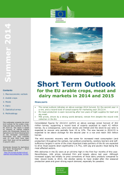 Short Term Outlook for arable crops, meats and dairy