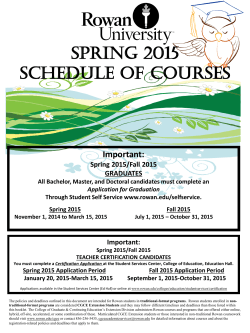 SPRING 2015 SCHEDULE OF COURSES