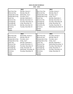 GEHC HOLIDAY SCHEDULE 2012