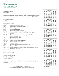 University Calendar Spring 2015 Binghamton University operates