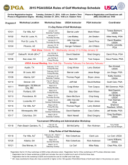 2015 PGA/USGA Rules of Golf Workshop Schedule
