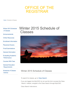 Winter 2015 Schedule of Classes