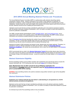 2015 ARVO Annual Meeting Abstract Policies and Procedures
