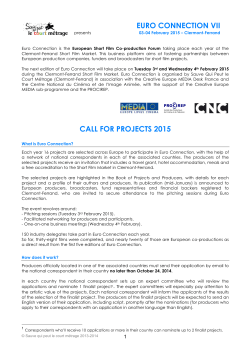 EURO CONNECTION VII CALL FOR PROJECTS 2015