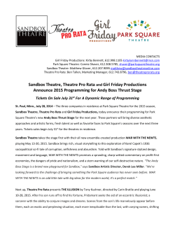 Sandbox Theatre, Theatre Pro Rata and Girl Friday Productions