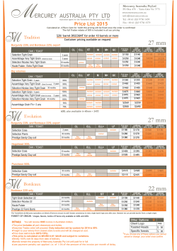 our Price List 2015