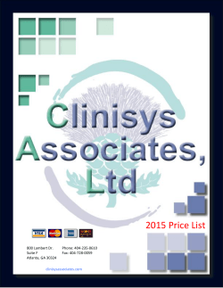 2015 Price List - Clinisys Associates