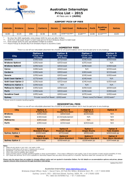 Australian Internships Price List – 2015