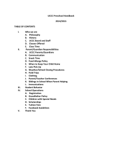UCCC Preschool Handbook 2014/2015 TABLE
