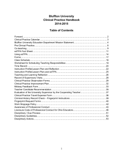 Bluffton University Clinical Practice Handbook 2014