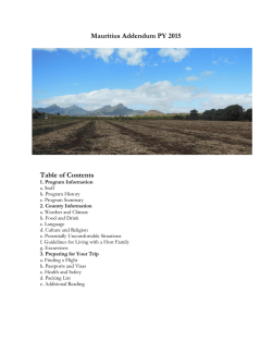 Mauritius Addendum PY 2015 Table of Contents