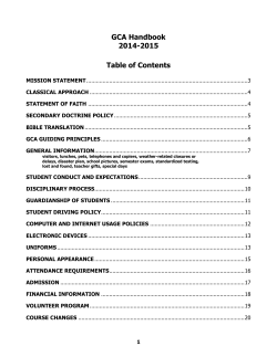 GCA Handbook 2014-2015 Table of Contents