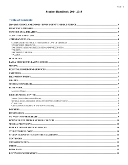 Student Handbook 2014-2015 Table of Contents