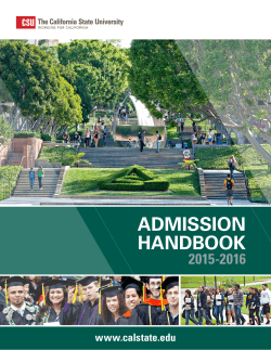 2015-2016 Admission Handbook - California State University