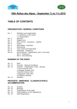 September 7th to 11th 2015 TABLE OF CONTENTS