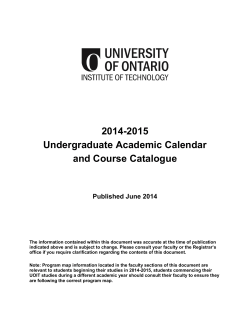 2014-2015 Undergraduate Academic Calendar and Course