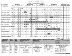 Culver City Unified School District School Year Calendar 2014/2015