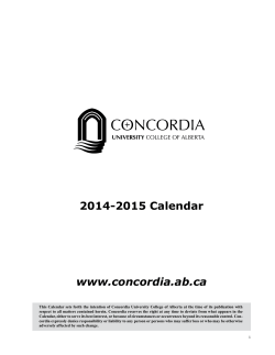 2014-2015 Calendar - Concordia University College of Alberta