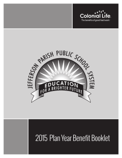 2015 Plan Year Benefit Booklet - Jefferson Parish Public School