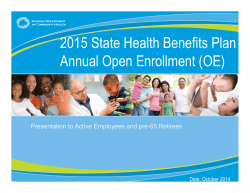 2015 State Health Benefits Plan Annual Open Enrollment (OE)
