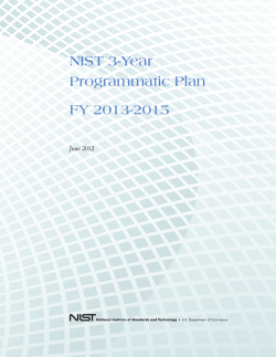 NIST Three-Year Programmatic Plan, FY 2013