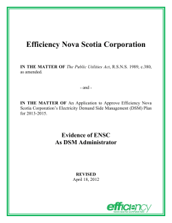 DSM Plan 2013-2015 - Efficiency Nova Scotia