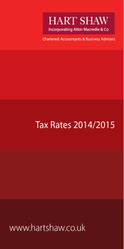 www.hartshaw.co.uk Tax Rates 2014/2015