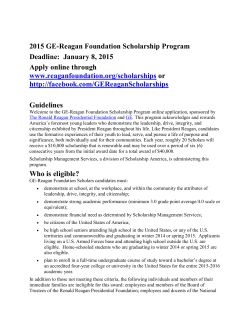 2015 GE-Reagan Foundation Scholarship Program Deadline