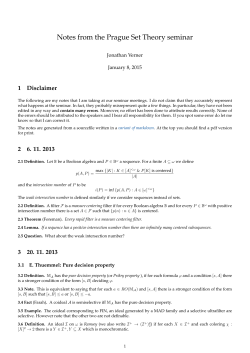 Notes from the Prague Set Theory seminar