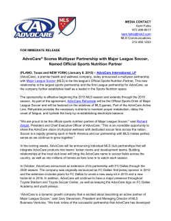 AdvoCare® Scores Multiyear Partnership with Major League Soccer