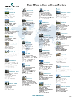 Global Offices - Address and Contact Numbers