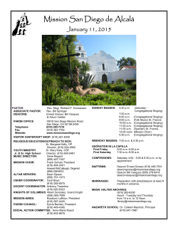 Bulletin for January 11 - Mission San Diego de Alcala