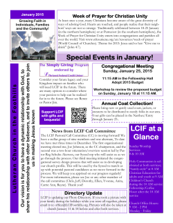 Monthly Newsletter - Lutheran Church in the Foothills