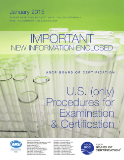 U.S. Procedures for Examination & Certification